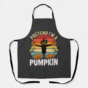 Funny Halloween Pretend Im a Pumpkin Retro Design Apron