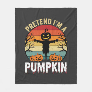 Funny Halloween Pretend Im a Pumpkin Retro Design Fleece Blanket
