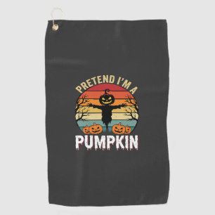 Funny Halloween Pretend Im a Pumpkin Retro Design Golf Towel