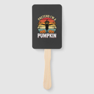 Funny Halloween Pretend Im a Pumpkin Retro Design Hand Fan