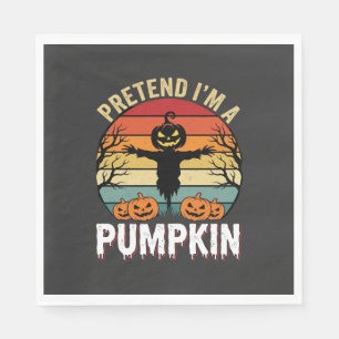 Funny Halloween Pretend Im a Pumpkin Retro Design Napkin
