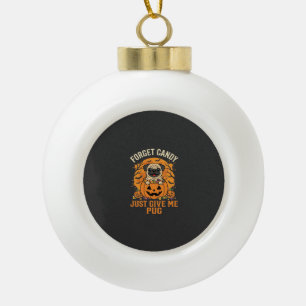 Funny Halloween Pug Candy Design_1 Ceramic Ball Christmas Ornament