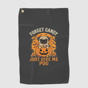 Funny Halloween Pug Candy Design_1 Golf Towel