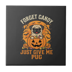 Funny Halloween Pug Candy Design_1 Tile