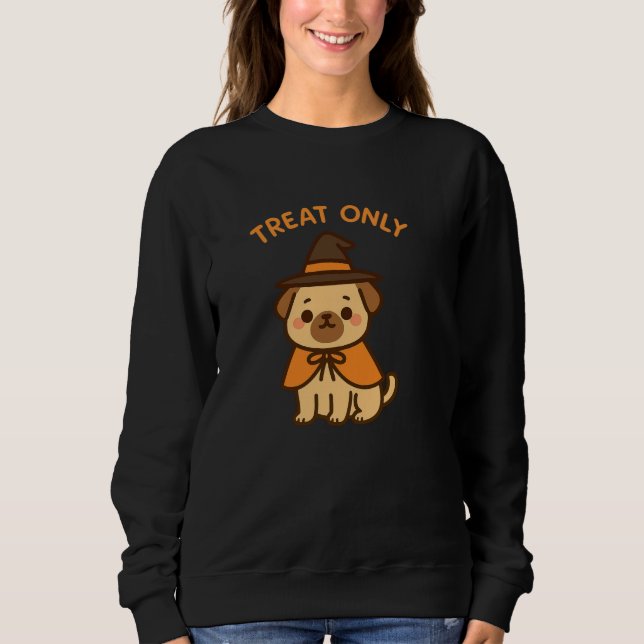 Funny Halloween Pug Witch Women's Sweatshirt (Front)