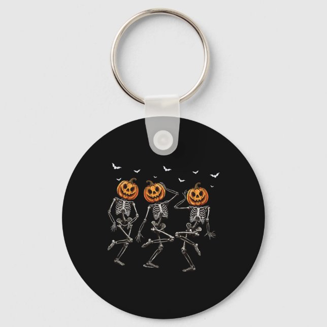 Funny Halloween Pumpkin Dancing Skeleton Costume W Key Ring (Front)