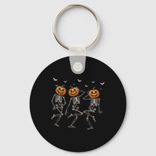Funny Halloween Pumpkin Dancing Skeleton Costume W Key Ring