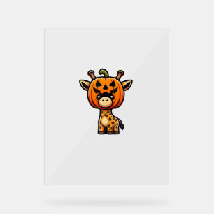 Funny Halloween Pumpkin Giraffe Autumn Helmet Hat Acrylic Sign
