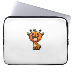 Funny Halloween Pumpkin Giraffe Autumn Helmet Hat Laptop Sleeve