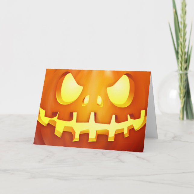 Funny Halloween Pumpkin Glowing Jack o lantern Card (Front)