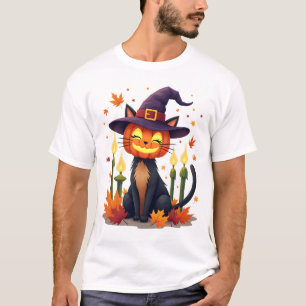 Funny Halloween Pumpkin Head Cat Lover T-Shirt