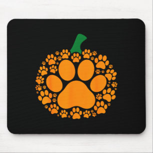 Funny Halloween Pumpkin Paw Print Dog Lover Cat Mouse Pad