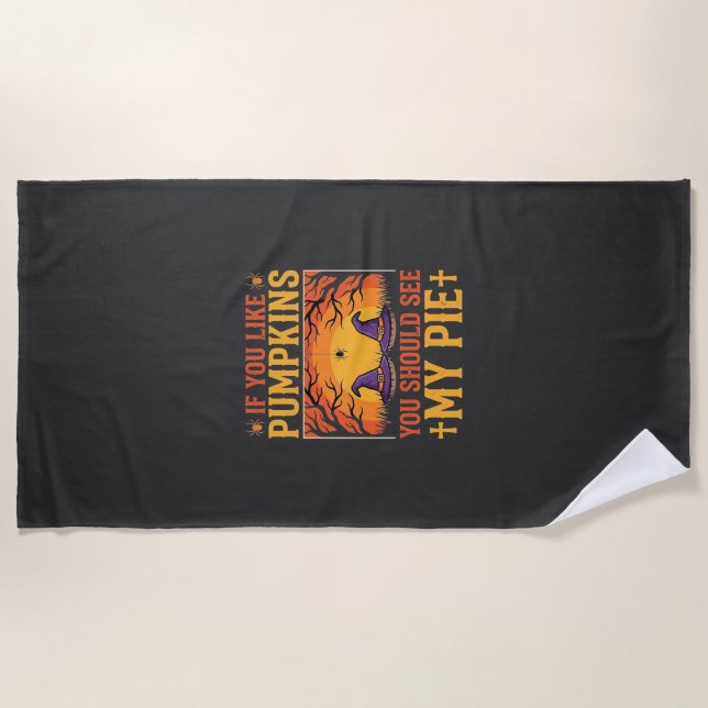 Funny Halloween Pumpkin Pie Witch Design_1 Beach Towel (Front)