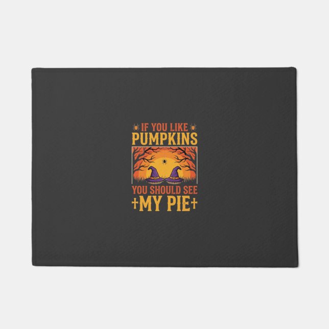 Funny Halloween Pumpkin Pie Witch Design_1 Doormat (Front)