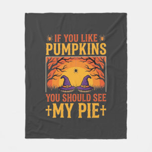 Funny Halloween Pumpkin Pie Witch Design_1 Fleece Blanket