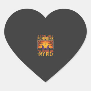 Funny Halloween Pumpkin Pie Witch Design_1 Heart Sticker