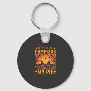 Funny Halloween Pumpkin Pie Witch Design_1 Key Ring