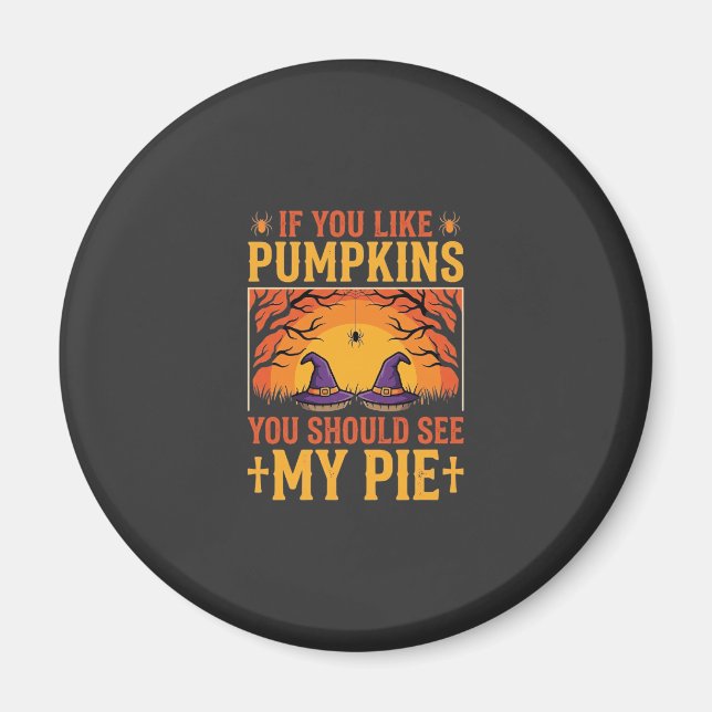 Funny Halloween Pumpkin Pie Witch Design_1 Magnet (Front)