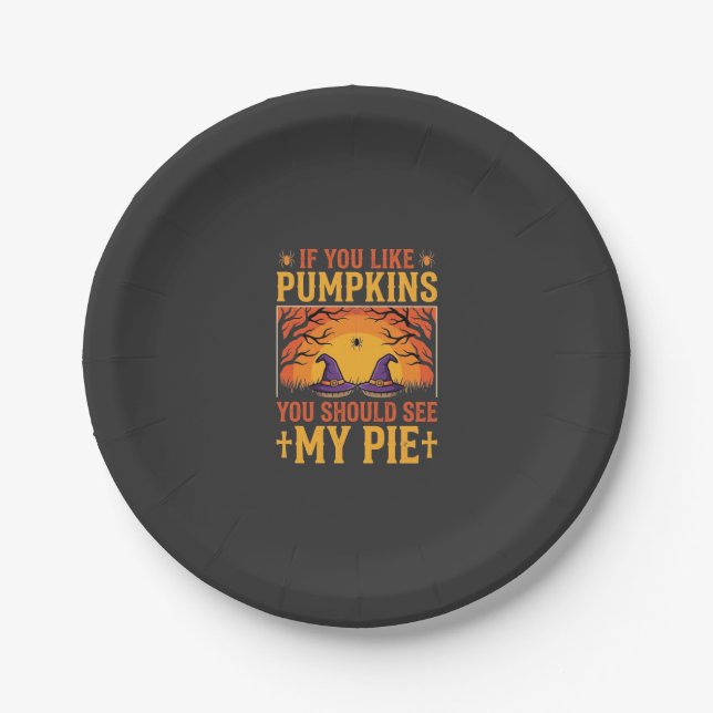 Funny Halloween Pumpkin Pie Witch Design_1 Paper Plate (Front)