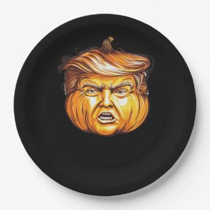 Funny Halloween Pumpkin Political Parody Donald Tr Paper Plate