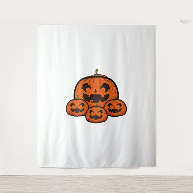 Funny Halloween Pumpkin, Spooky Halloween Tapestry (Front)