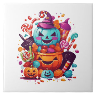 funny halloween pumpkin tile