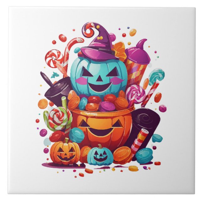 funny halloween pumpkin tile (Front)