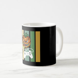 Funny Halloween Pumpkin Video Gamer Scary Pumpkin Coffee Mug