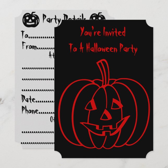Funny Halloween pumpkin with cut out face Invitation (Front/Back)