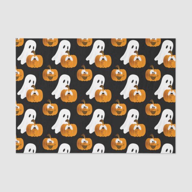 Funny Halloween Pumpkins and Ghost Tissue Paper (Front)