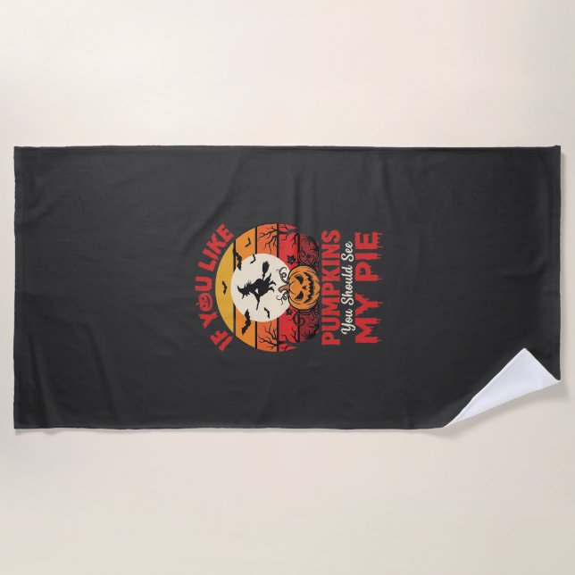 Funny Halloween Pumpkins Pie Design_1 Beach Towel (Front)
