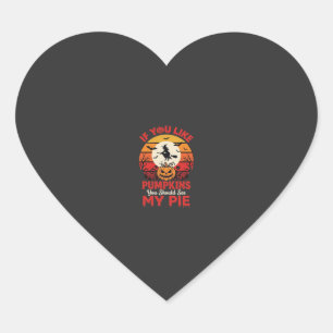 Funny Halloween Pumpkins Pie Design_1 Heart Sticker