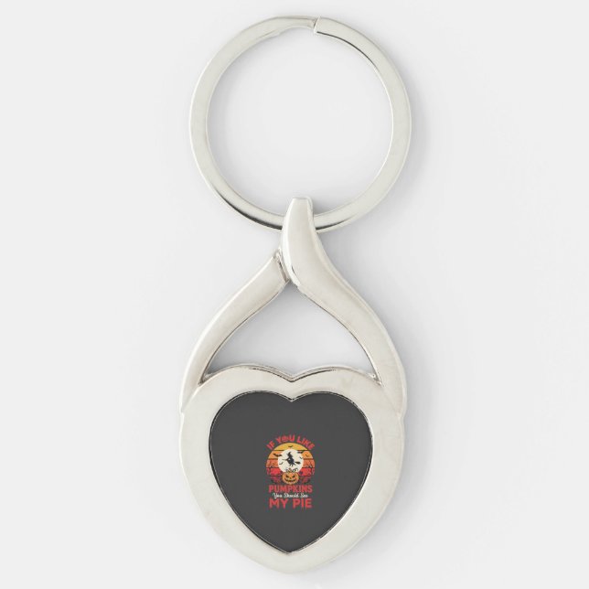 Funny Halloween Pumpkins Pie Design_1 Key Ring (Front)