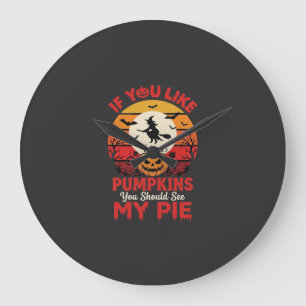 Funny Halloween Pumpkins Pie Design_1 Large Clock