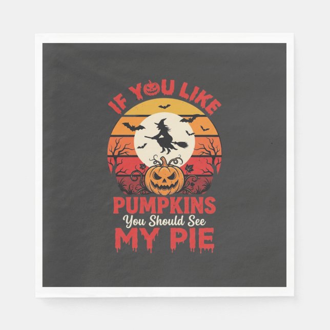 Funny Halloween Pumpkins Pie Design_1 Napkin (Front)