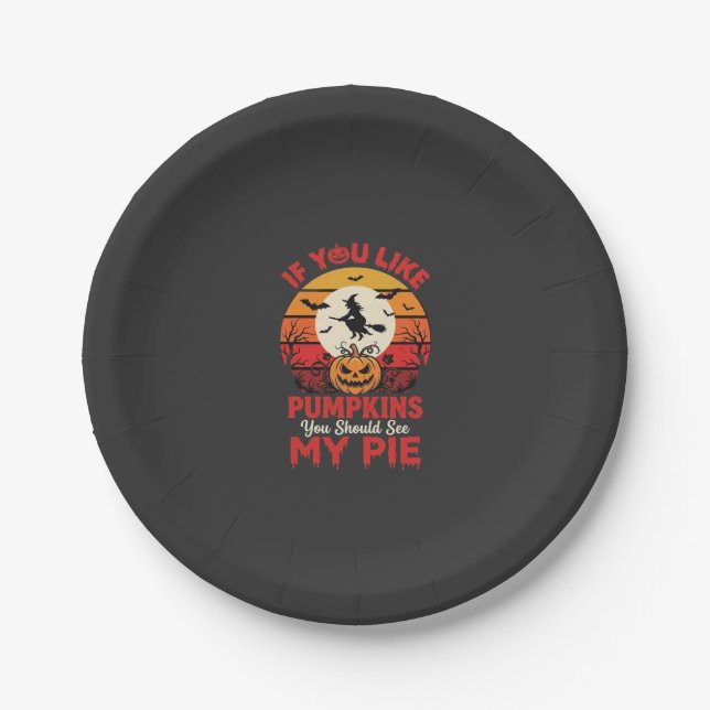 Funny Halloween Pumpkins Pie Design_1 Paper Plate (Front)