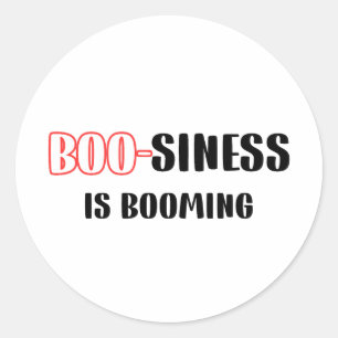 Funny Halloween Pun - Boo-siness Is Booming Classic Round Sticker
