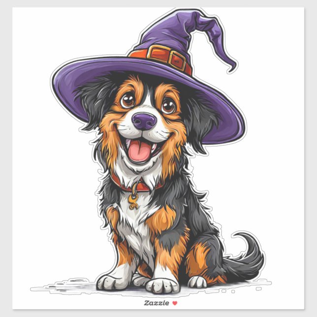 Funny Halloween Puppy In Magic Hat Costume (Sheet)
