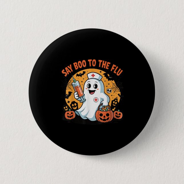 Funny Halloween Quote Say Boo To The Flu Cool Vacc 6 Cm Round Badge (Front)