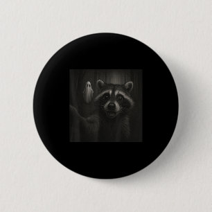Funny Halloween Racoon Selfie With Soky Ghost  6 Cm Round Badge