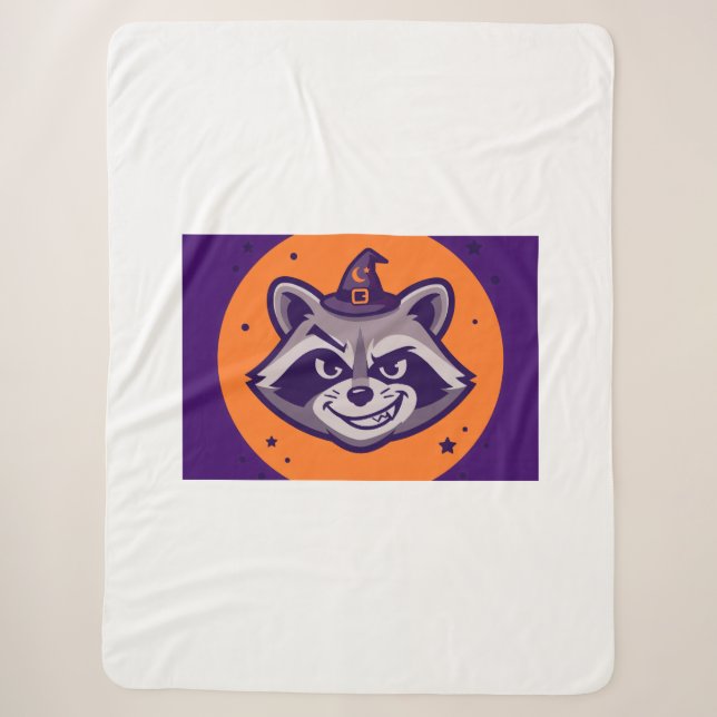 Funny Halloween Racoon Witch Blanket (Front)