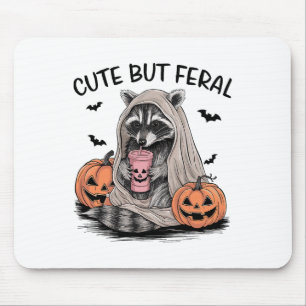 Funny Halloween Racoon With Pumpkins Bats - Cute  Mouse Pad