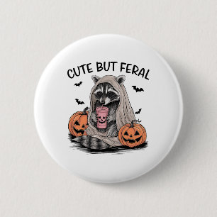 Funny Halloween Racoon With Pumpkins Ts - Cute Bu 6 Cm Round Badge