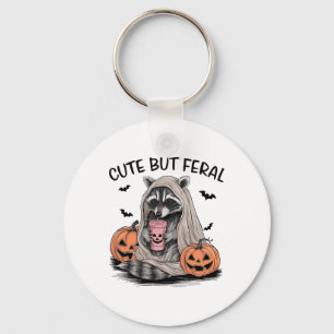 Funny Halloween Racoon With Pumpkins Ts - Cute Bu Key Ring