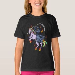 Funny Halloween Reaper rides Unicorn T-Shirt