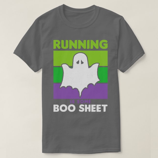 Funny Halloween Running is Boo Sheet Ghost Retro T-Shirt (Design Front)