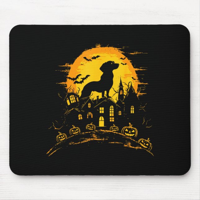 Funny Halloween Sausage Dog Mouse Pad (Front)