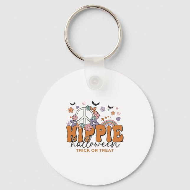 Funny Halloween saying Hippie Halloween Key Ring (Front)
