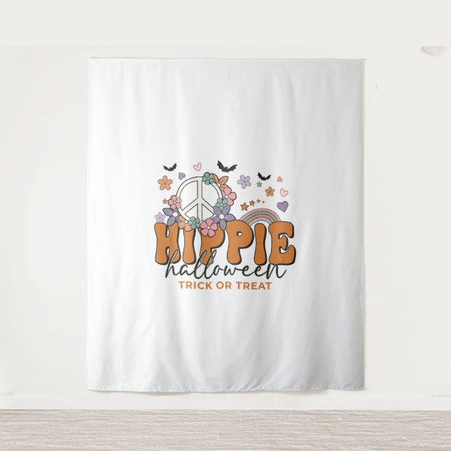 Funny Halloween saying Hippie Halloween Tapestry (Front)