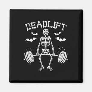 Funny Halloween Saying Skeleton Barbell Gym Workou Magnet